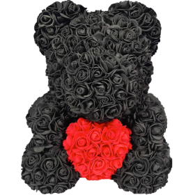 Rosenbär 40cm – Schwarz / Rot