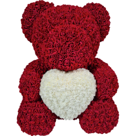 Rosenbär 70cm - Bordeaux - Herz