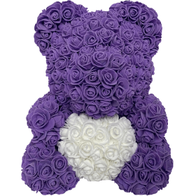 Rosenbär 40cm - Violett / Weiss