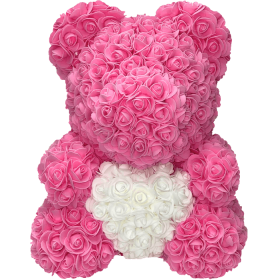 Rosenbär 40cm - Rosa Pink / Weiss